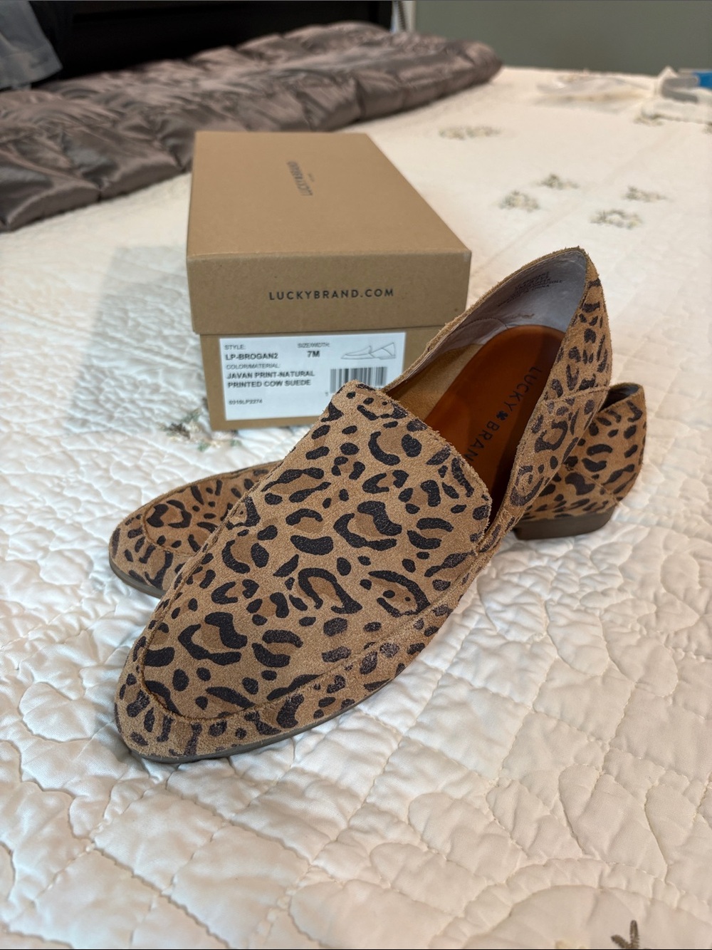Lucky Brand Leopard Print Suede Loafers - Tan & Black